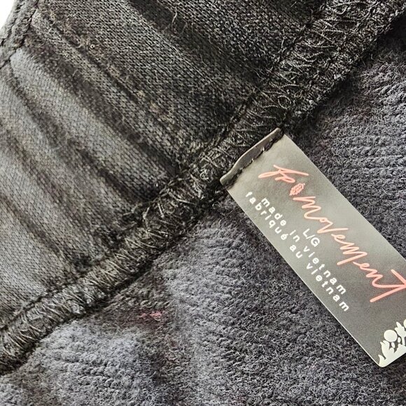 Free People Movement Fineline Wide Leg Track Pants, High-Rise, Black, Size Large - Picture 5 of 12